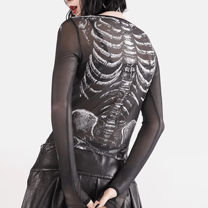 Skeleton Pattern See-Through Top