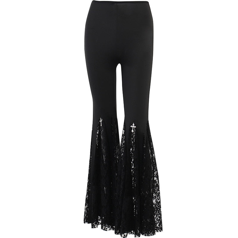 Black Vintage Lace Pants