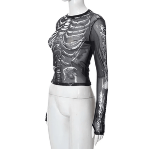 Skeleton Pattern See-Through Top