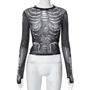 Skeleton Pattern See-Through Top