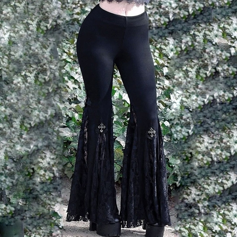 Black Vintage Lace Pants