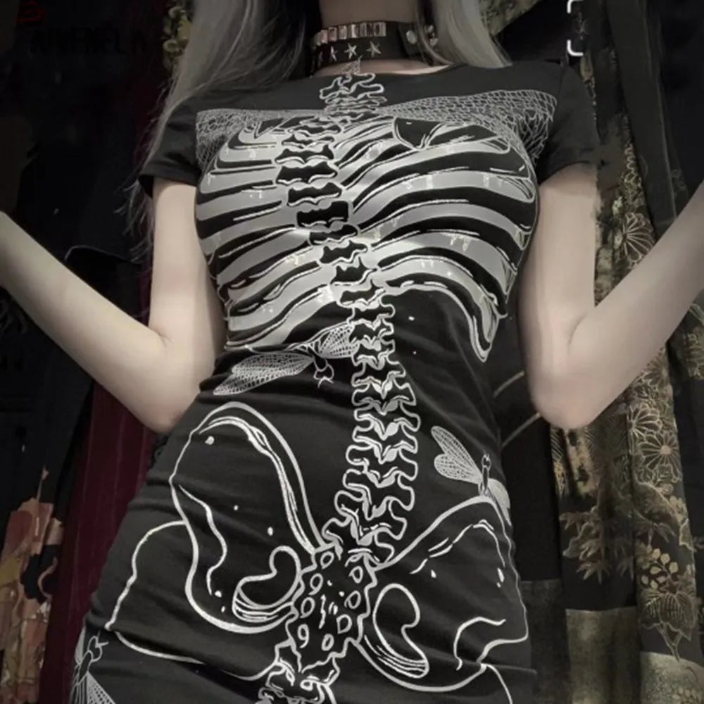 Slim Skull Print Mini Dress