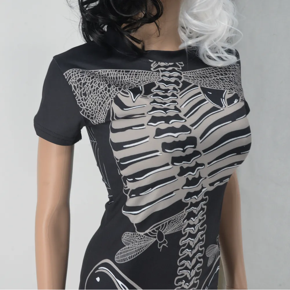 Slim Skull Print Mini Dress