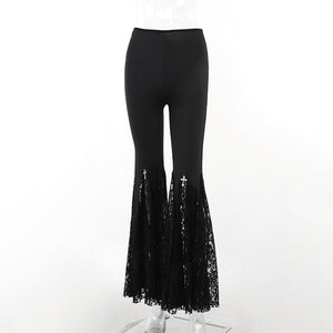 Black Vintage Lace Pants