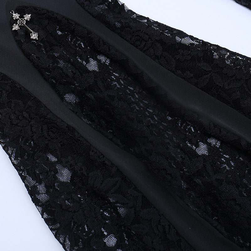 Black Vintage Lace Pants