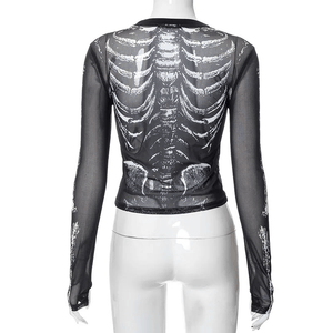 Skeleton Pattern See-Through Top