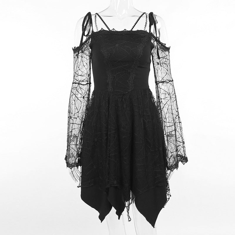 Mesh Web Midi Dress