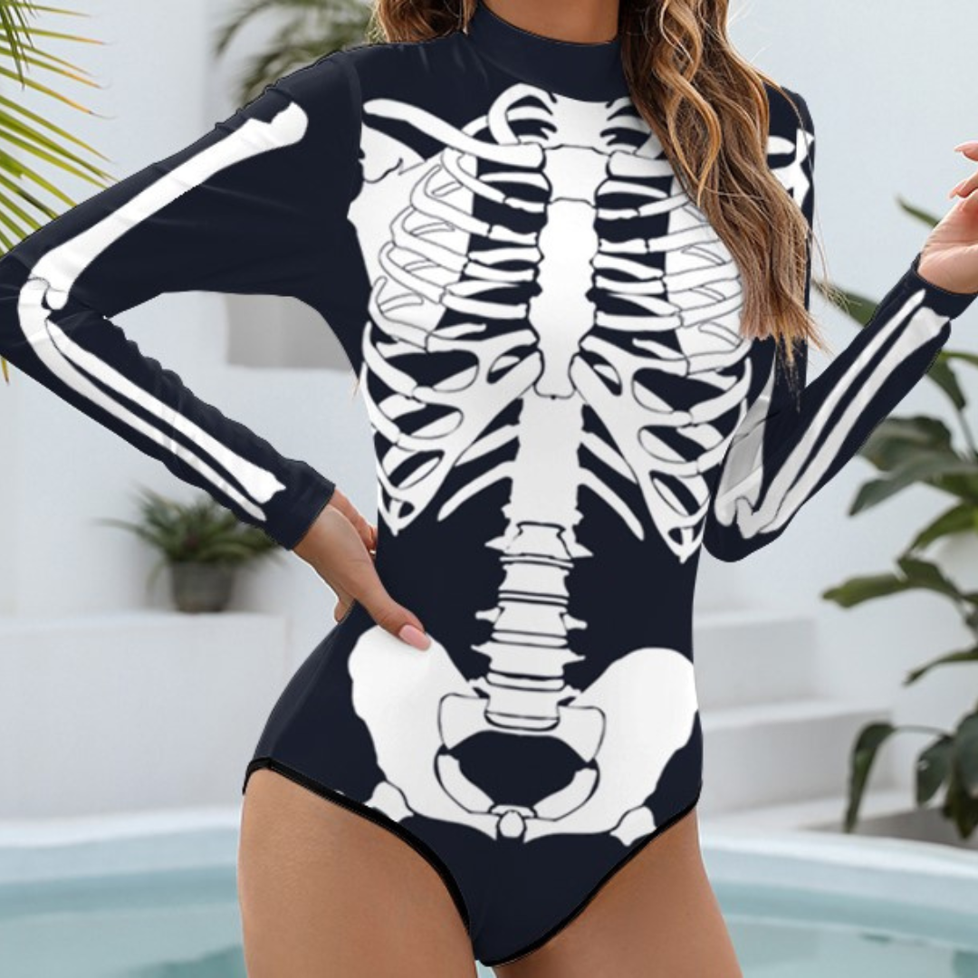 White Skeleton Bodysuit Swimsuit