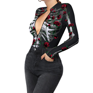 Red Roses Skeleton Bodysuit