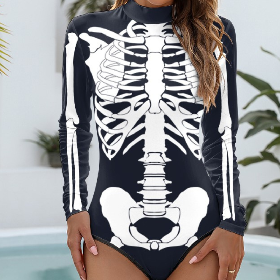 White Skeleton Bodysuit Swimsuit