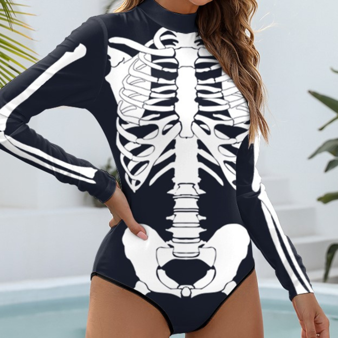 White Skeleton Bodysuit Swimsuit