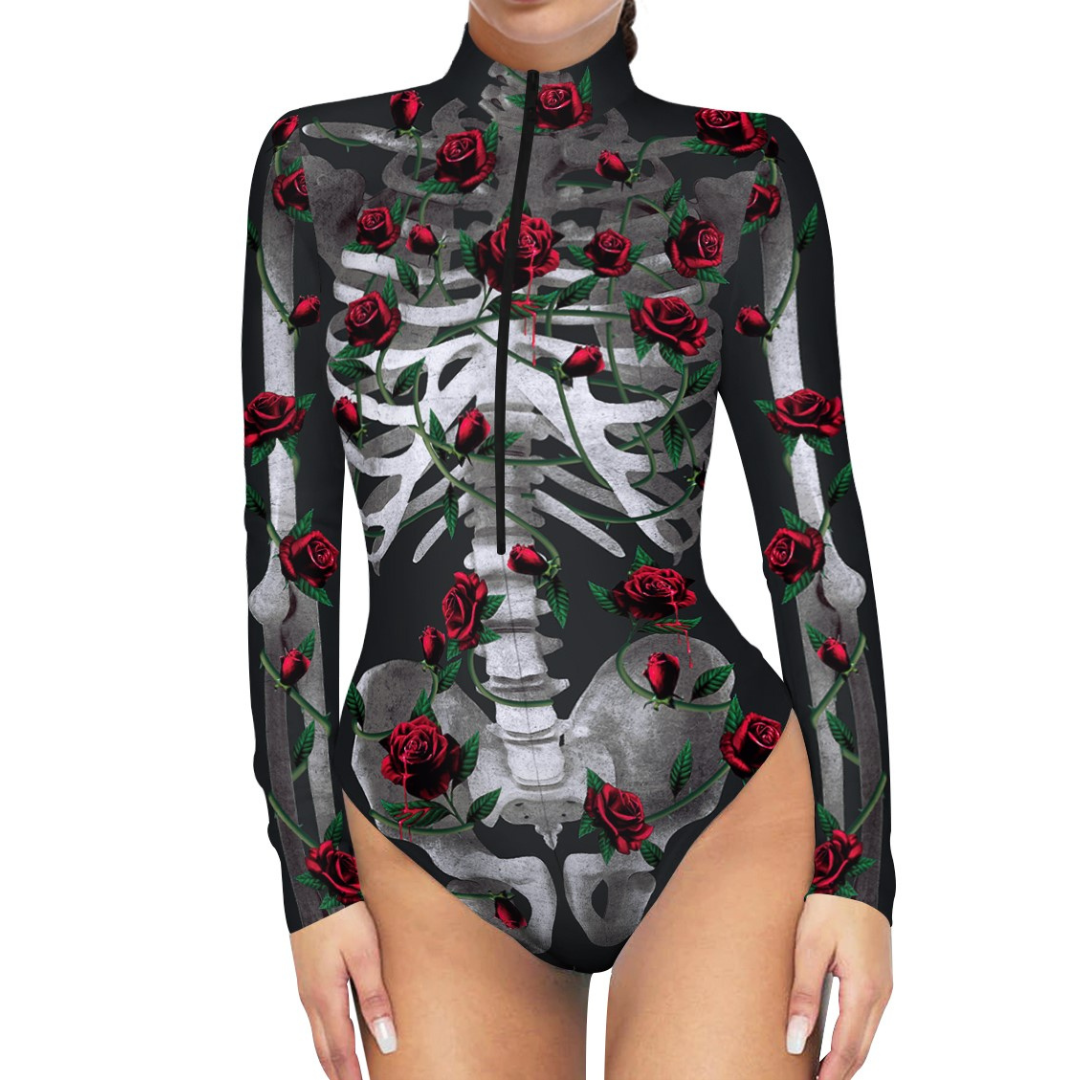 Red Roses Skeleton Bodysuit