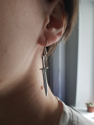 Silver Knife Earrings