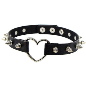 Spikes And Heart Choker Necklace