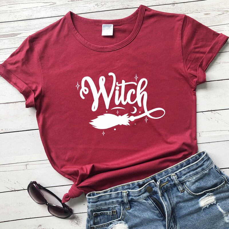 Witch Broom Print T-Shirt