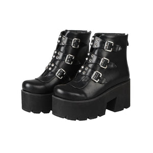 Platform Buckle Ankle Boots