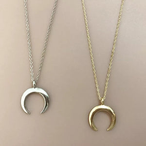 Gold And Silver Crescent Moon Necklace