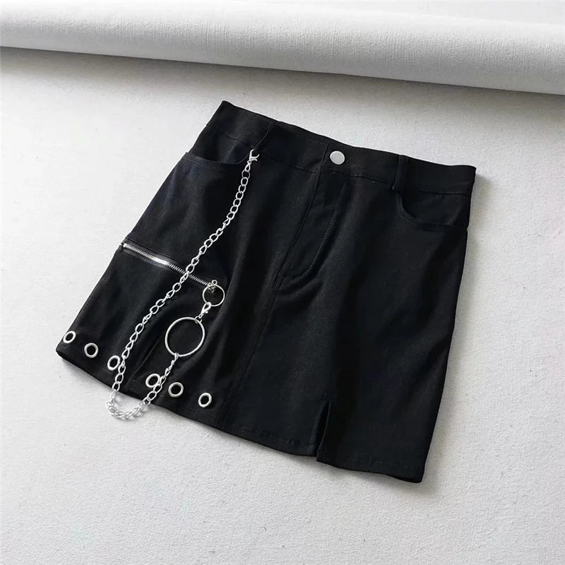 Chain Detail Mini Skirt