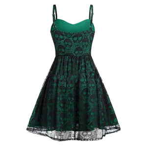 All Over Skulls Green Mini Dress