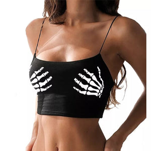 Skeleton Hands Print Crop Top