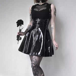 Dark Solid Leather Skirt