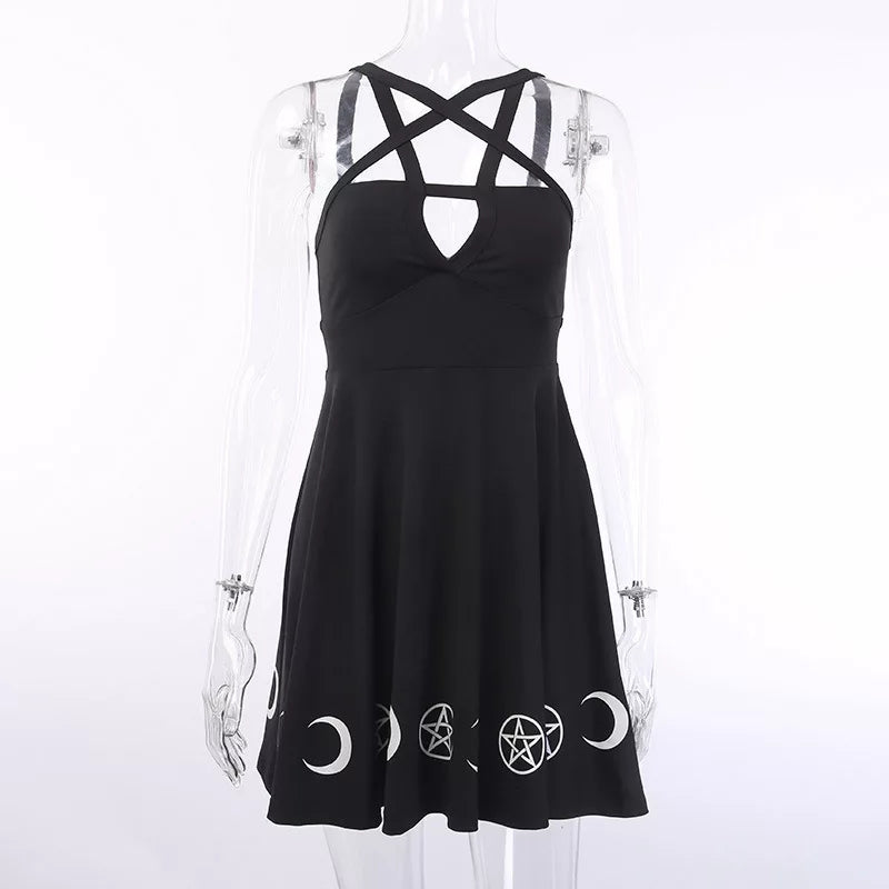 Moon - Five Pointed Star Printed Mini Dress