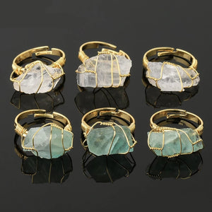 Golden Wire Wrapped Stone Ring