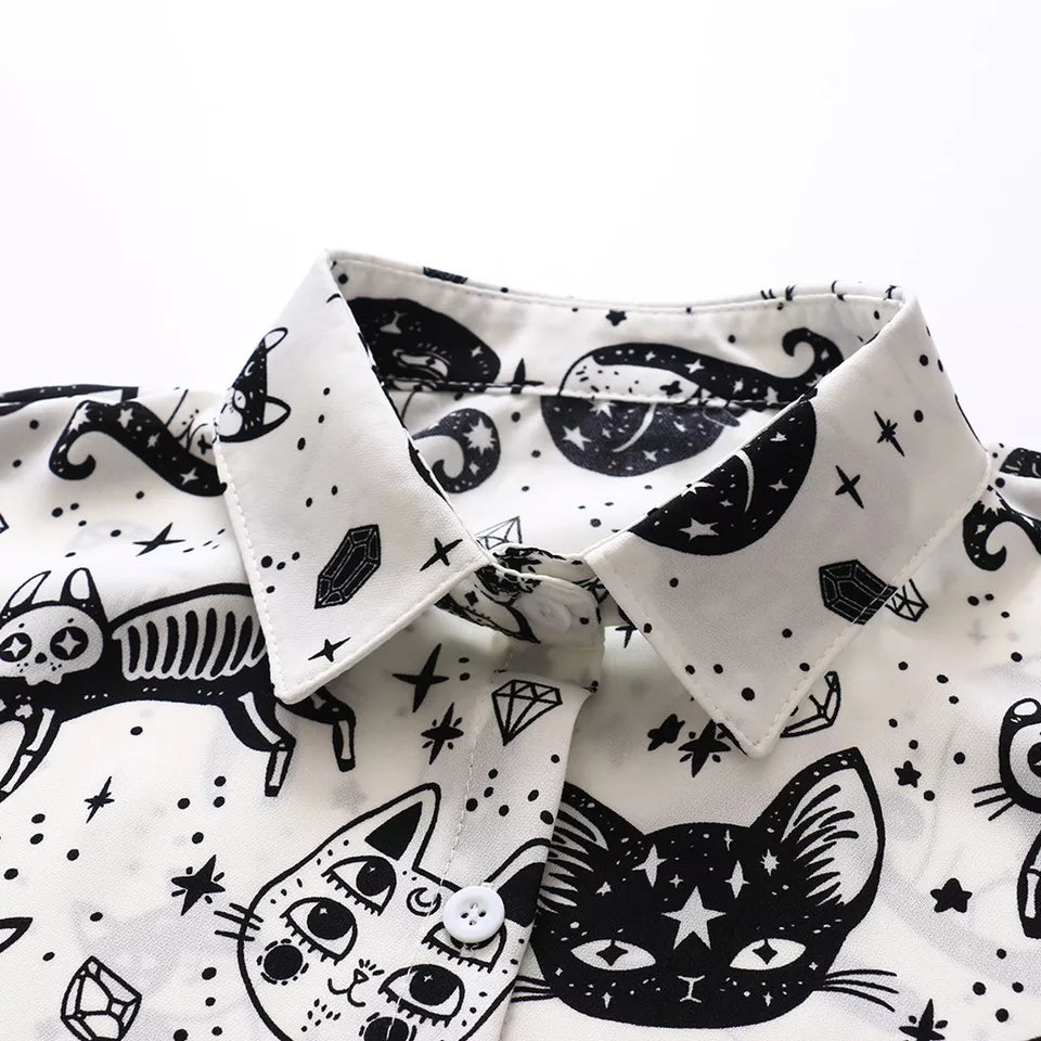 Witch Hilda Cat Print Blouse