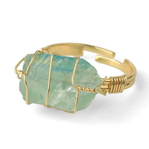 Golden Wire Wrapped Stone Ring