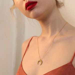 Gold And Silver Crescent Moon Necklace