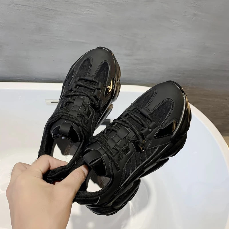 Lace Up Trainers In Black