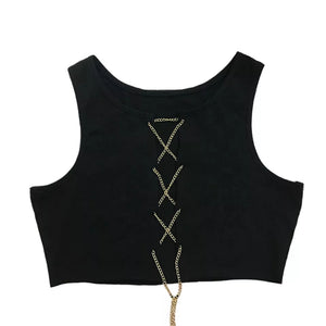 Chain Front Lace Up Top