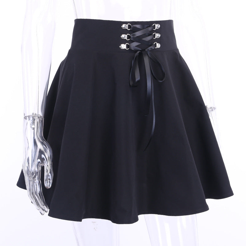 Vintage Lace up Mini Skirt