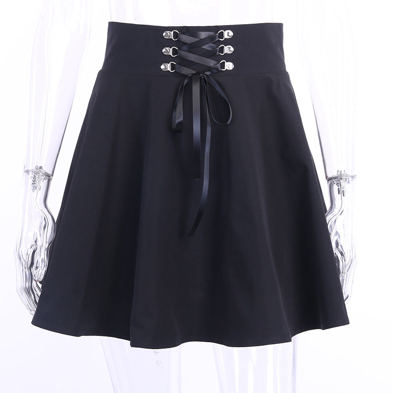 Vintage Lace up Mini Skirt