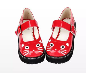 Cat Print Chunky Flatform Shoes