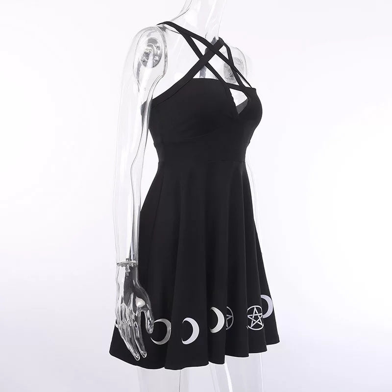 Moon - Five Pointed Star Printed Mini Dress