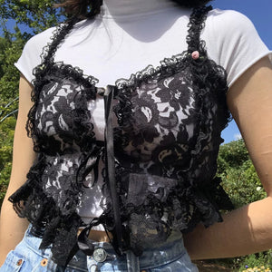 Black Ruffled Top