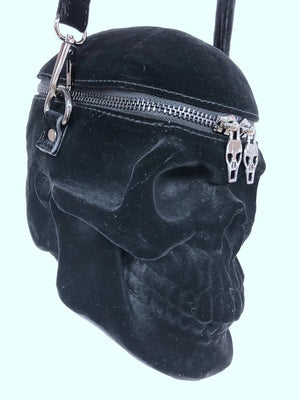 Velvet Skull Shaped Shoulder Bag