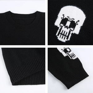 White Skulls Loose Sweater