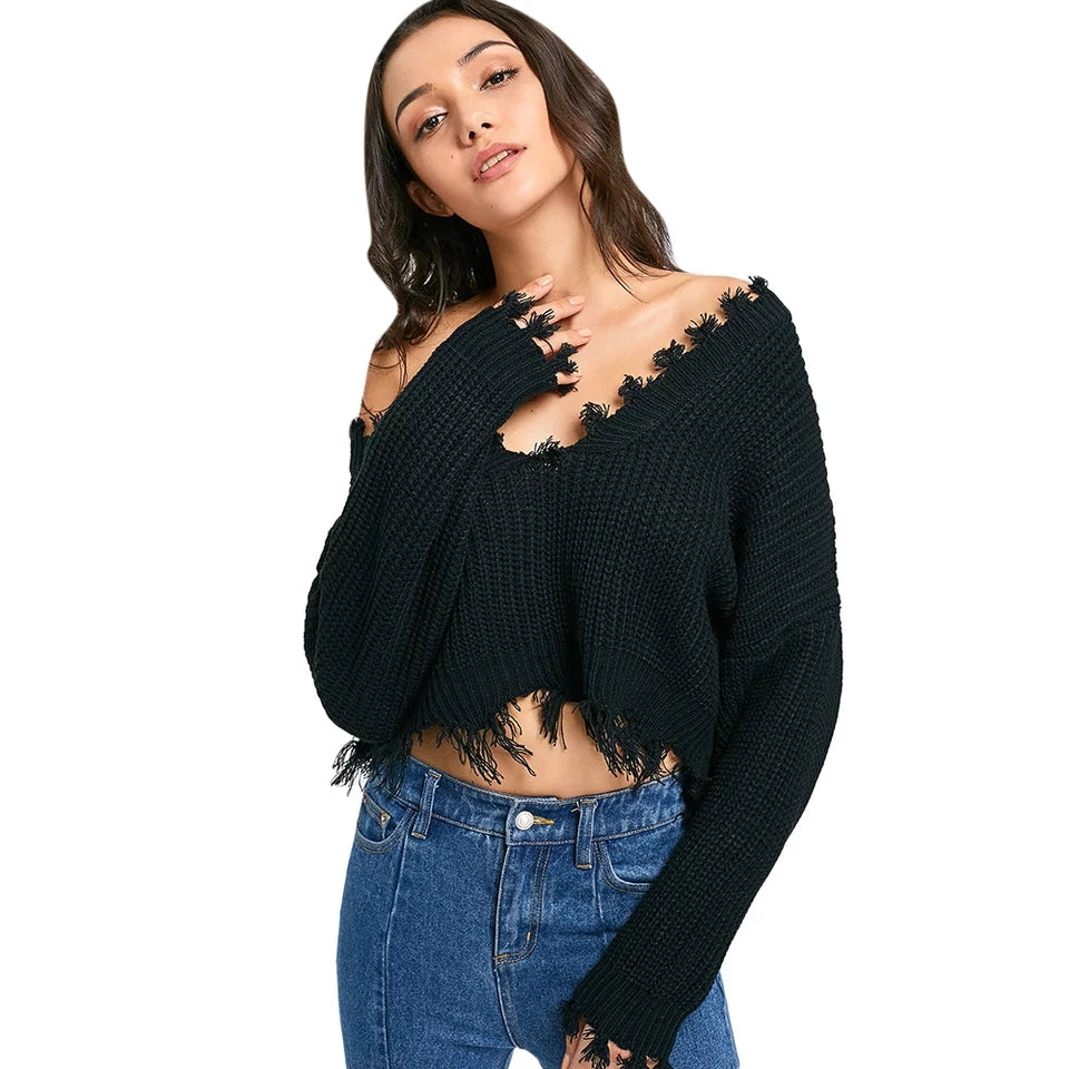 Deep V Knitted Jumper