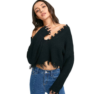 Deep V Knitted Jumper