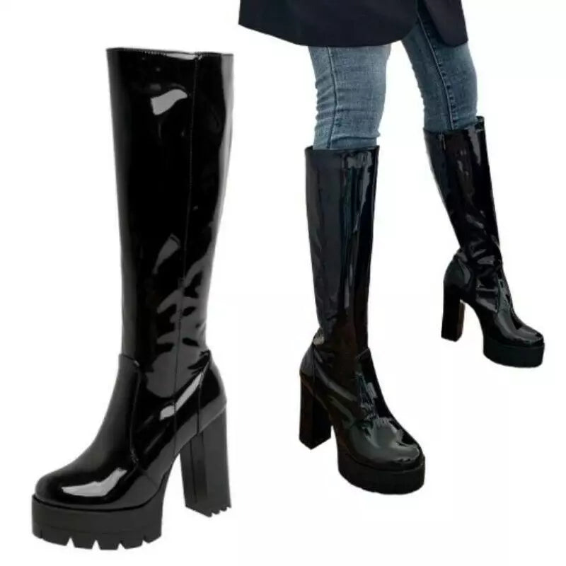 Leather High Heeled Boots