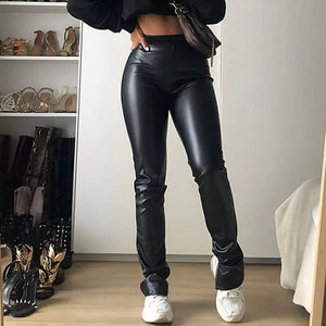 Side Split Leather Pants