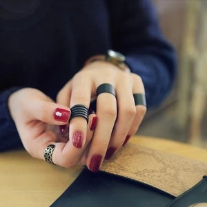 Pack Of Three Rings In Black