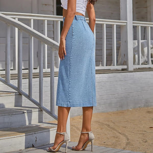 Side Split Denim Skirt