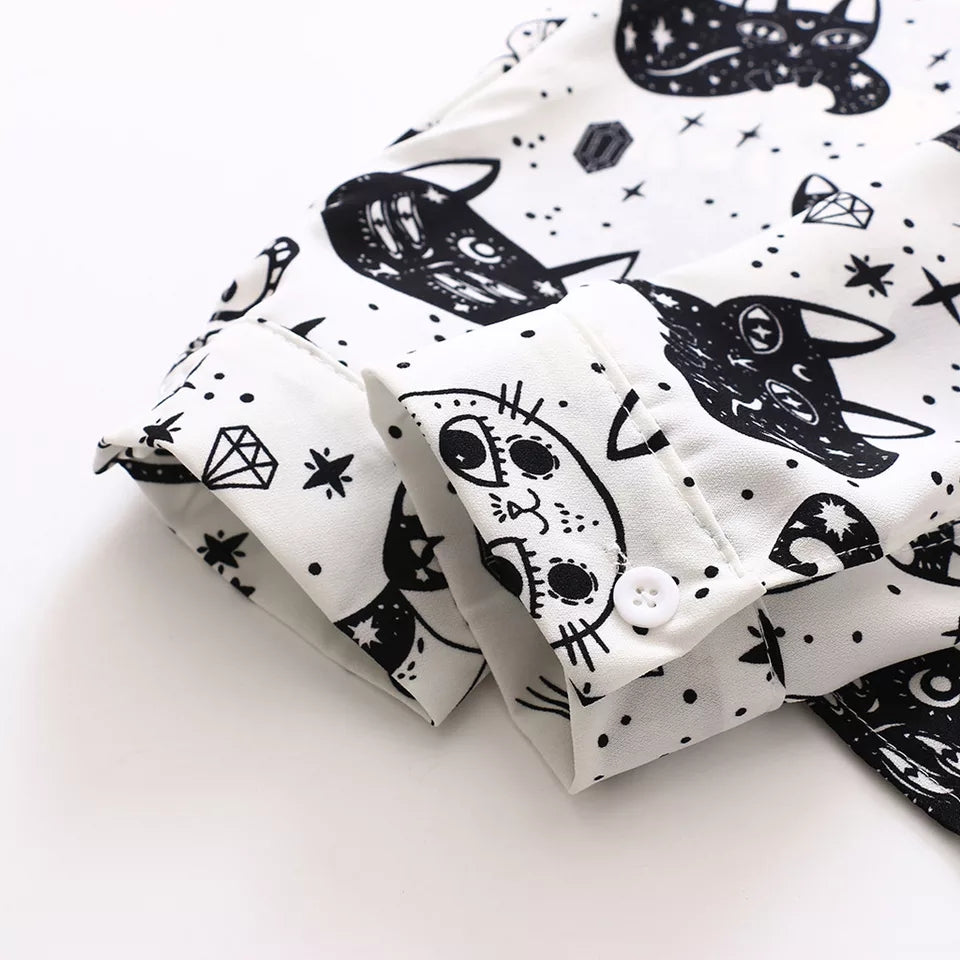 Witch Hilda Cat Print Blouse