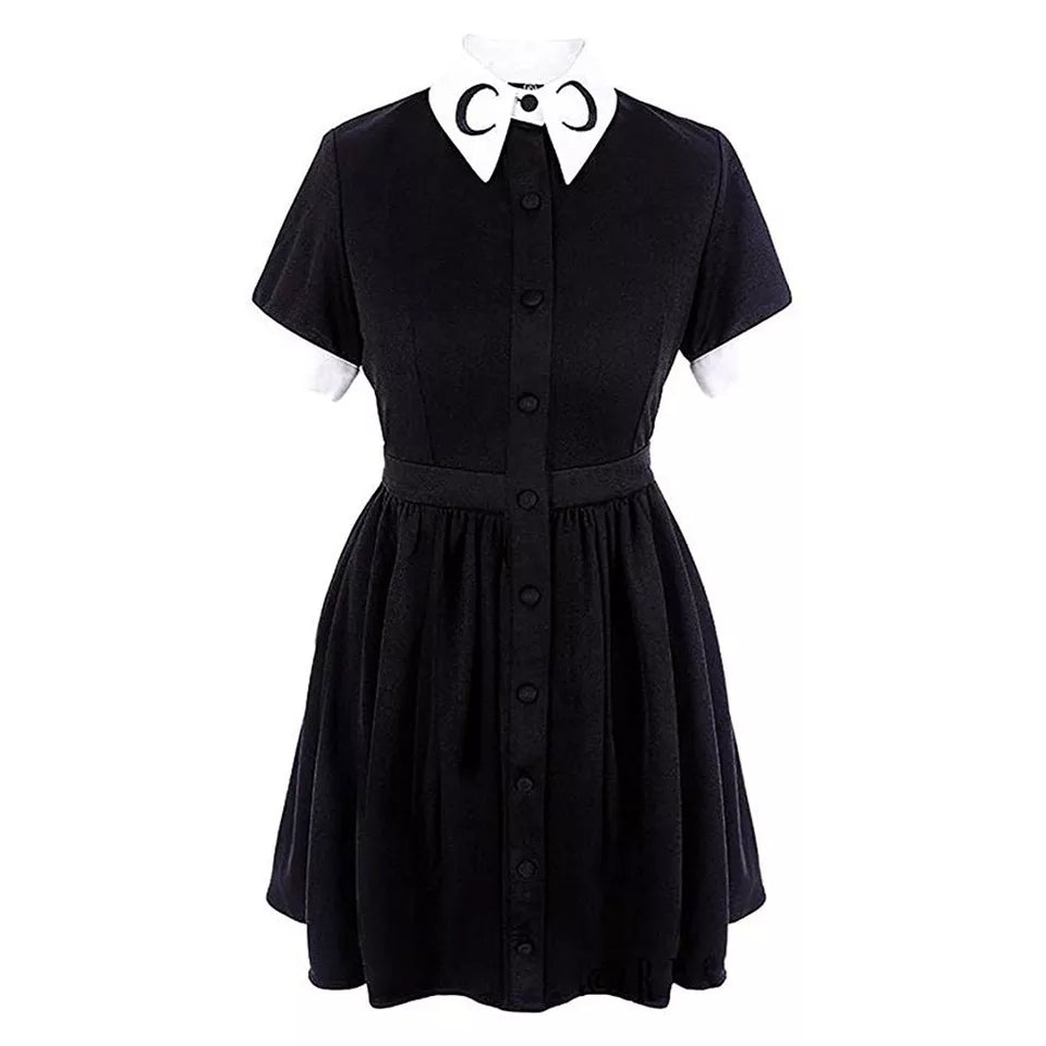 Moon Print Collar Dress