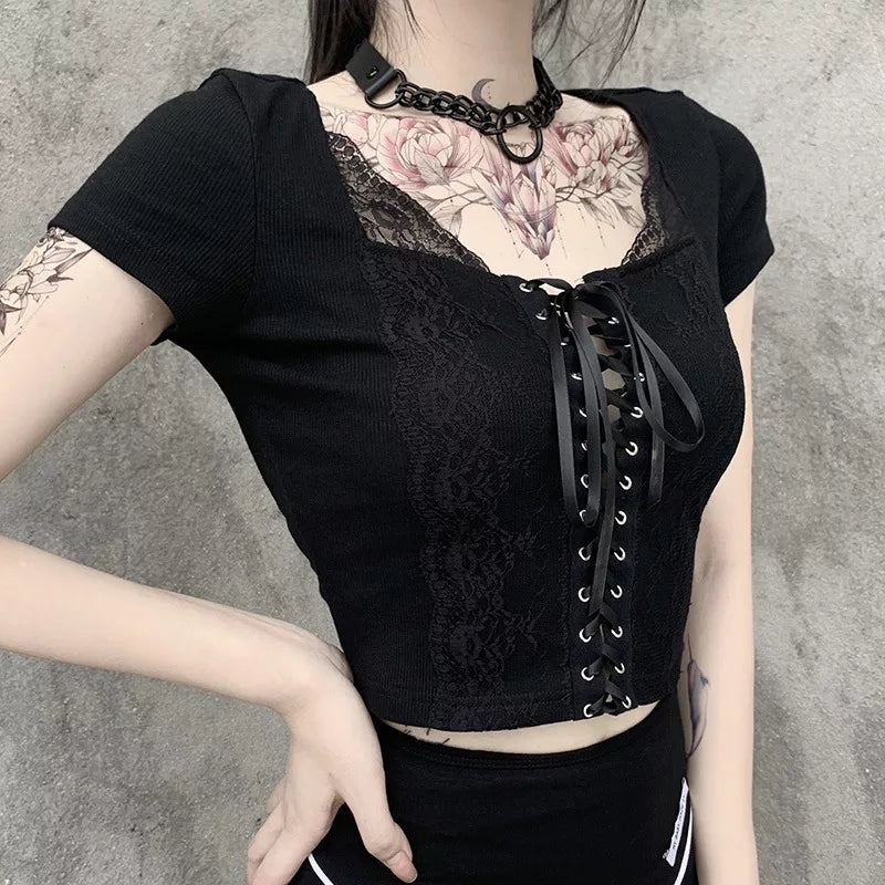 Bodycon Lace Up Crop Top