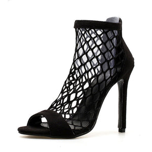 Fishnet Peep Toe Sandals