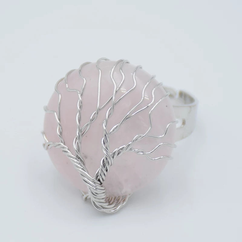 Silver Tree Of Life Stone Ring